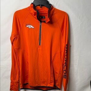 NFL  team apparel Broncos orange quarter zip pull over shirt sz Lg